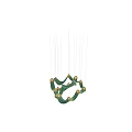 Modern Flowing Green And Gold Chandelier With Silk Like Curved Shades