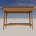 Modern Wooden Bedside Table With Two Drawers Open Shelf And Simple Design 3d model