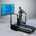 Futuristic Treadmill with Robot and Large Interactive Screen for Sports Training 3d model
