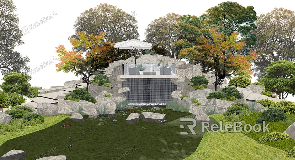 Modern Garden Landscape Garden Courtyard Landscape Garden Courtyard Plants Shrubs Waterscape rockery model