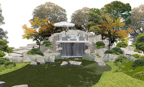 Modern Garden Landscape Garden Courtyard Landscape Garden Courtyard Plants Shrubs Waterscape rockery 3d model