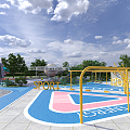 Modern children's play area outdoor children's amusement park 3d model