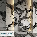 Elegant Marble Sphere Component With Veined Wall In Modern Interior Design