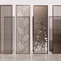 Modern Room Dividers With Perforated Patterns And Metal Material For Interior Decor 3d model