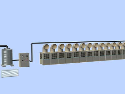 Industrial Equipment System with Multiple Ventilation Units Control Panel and Storage Tank 3d model