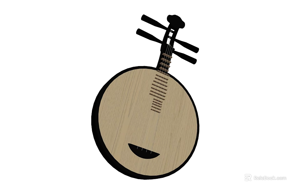 Handcrafted Traditional Pipa Musical Instrument with Artistic Drawing Tools and Supplies 3d model 