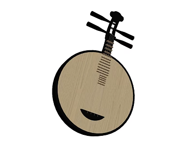 Handcrafted Traditional Pipa Musical Instrument with Artistic Drawing Tools and Supplies 3d model