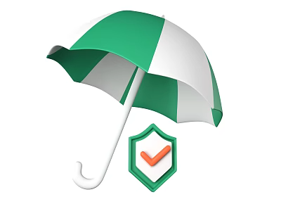 Decorative Ornament Set With Green White Umbrella And Shield Checkmark Design 3d model