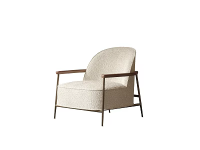Modern Light Fabric Armchair With Dark Armrests And Slim Legs 3d model