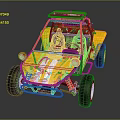 Off Road Terrain With Yellow Buggy Vehicle Large Tires And Open Structure