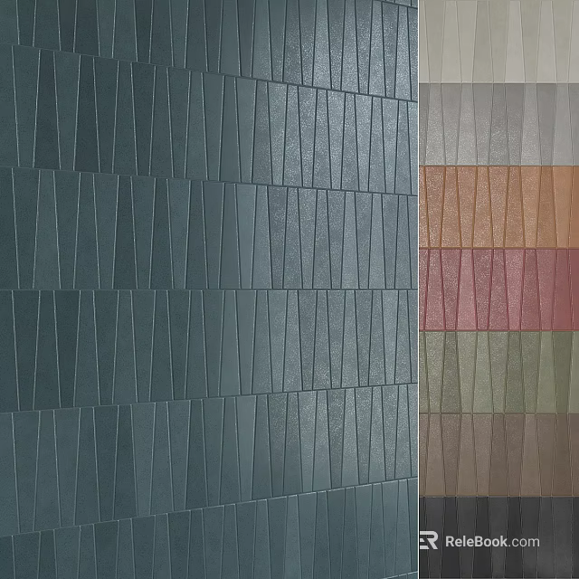 Colorful Textured Floor Tiles in Various Shades Including Green Orange And Red 3d model 
