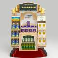 Multi layer Imported Food Display Shelf Showcasing Premium Bottled And Boxed Products With Top Signage