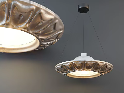 Modern Pendant Lights With Textured Metal Design And Warm Illumination For Interior 3d model