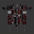 Mechanical Weapon With Red And Silver Gear Structure And Central Firing Mechanism