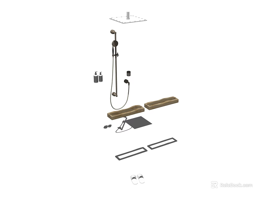 Essential Modern Bathroom Accessories Including Shower Head Handheld Sprayer Towel Rack And Soap Dish 3d model 