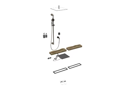 Essential Modern Bathroom Accessories Including Shower Head Handheld Sprayer Towel Rack And Soap Dish 3d model