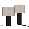 Modern Table Lamps With Linen Shades And Black Square Bases