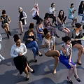 Women Sitting in Various Poses Holding Smartphones and Documents with Diverse Styles