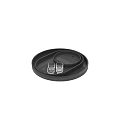 Stylish Dinnerware Set with Black Wooden Tray Circular Small Tray and Transparent Glass Cups