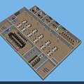 Modern Spacious Public Office Area 3D Floor Layout With Well Arranged Workstations And Multiple Functional Rooms