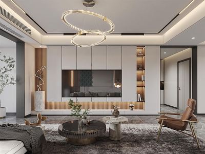 Modern Living Room Sofa Coffee Table Combination TV Wall Leisure Chair TV Cabinet Living Room Decoration Coffee Table Decoration Living Room Chandelier 3d model