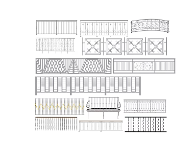 Various Decorative Railing Designs With Different Patterns And Styles 3d model