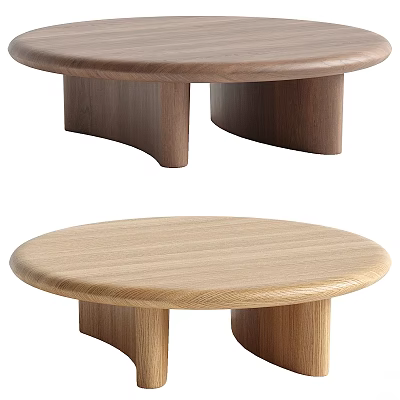 Round Wooden Coffee Tables With Curved Legs In Light And Dark Tones 3d model