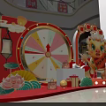 Chinese New Year Decoration In Shopping Mall With Spin Wheel Lion Dance Figure And Gifts