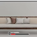 Rattan Woven Sofa With Wooden Frame And Soft Neutral Toned Decorative Cushions