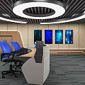 modern monitoring room command control hall monitoring hall dispatching command center office desk and chair 3d model