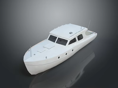 White Modern Motorboat With Sleek Cabin And Open Deck Design 3d model