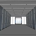 Modern Sleek Office Corridor Interior With Glass Partitions LED Lighting And Polished Floors