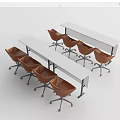 Modern Conference Tables With White Tabletop Metal Legs And Brown Rolling Chairs Meeting Room