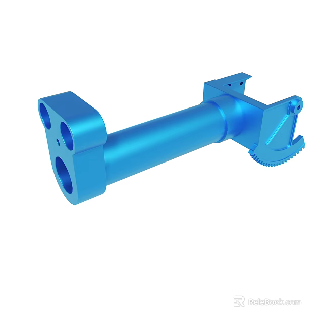 Blue Metal Mechanical Component With Holes And Gear Structure Design 3d model 