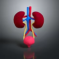 3D Medical Anatomy Model of Human Kidneys Bladder and Blood Vessels Structure