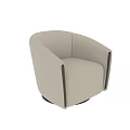Modern Beige Leather Single Sofa With Curved Backrest And Black Accent Strips 3d model
