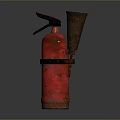 Old Red Rusted Fire Extinguisher With Vintage Design And Rusty Surface