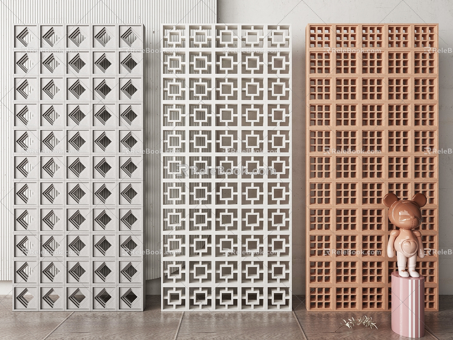 Silent partition cement brick partition cement brick partition wall hollow brick partition hollow brick partition wall 3d model