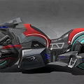 Futuristic Red And Black Motorcycle With Sleek Body And Illuminated Green Rims