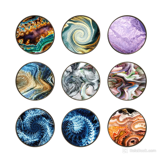 Colorful Circular Wall Decor With Swirl Patterns And Diverse Textures 3d model 