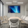 Modern Conference Room With Long Table Chairs And Large Screen 3d model