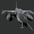 U.S. Air Force Gray Tactical Fighter Jet With Underwing Mounted Missiles 3d model
