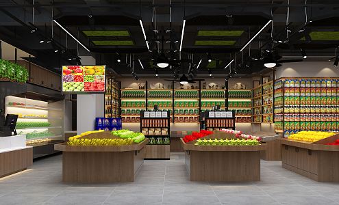 Industrial LOFT Fruit Shop 3d model