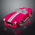 Red Vintage Convertible Sports Car Featuring White Stripes And Open Top Design