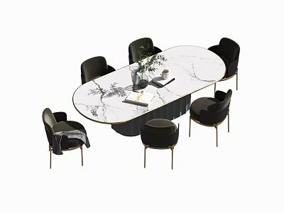 Modern Dining Table and Chair Combination Dining Table and Chair Combination Fruit Plate 3d model