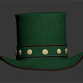 Stylish Green Tall Hat With Brown Brim And Golden Studs For Daily Use