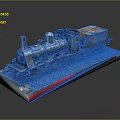 Vintage Steam Train Model With Metal Body On Display Base With Gravel