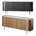 Modern Entryway And Side Cabinet With Walnut Wooden Finish And Metal Legs Design