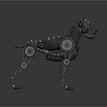 Mechanical Dog Game Movie Character With Spiked Metal Body And Gear Details