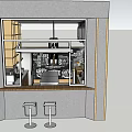 Modern Café Interior Design With Counter Menu Board And Display Case 3d model